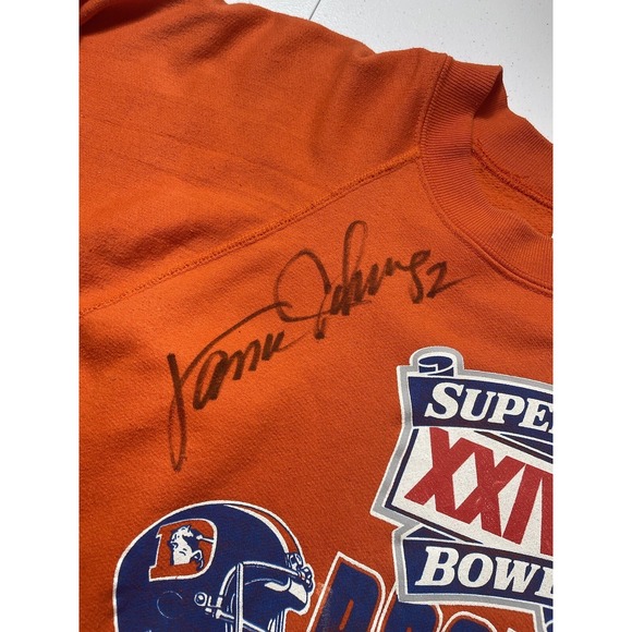 Vintage Trench Denver Broncos Sweatshirt Men's L Orange NFL Football Auto 1991 - Picture 3 of 6